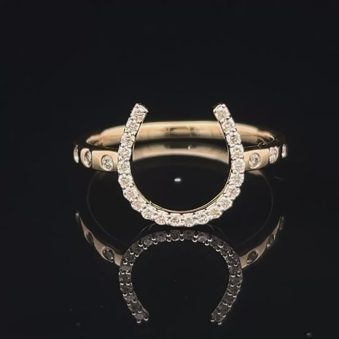 0.15 CT. T.W. Diamond Horseshoe Ring with Flush Set Diamond Band in 14K Gold