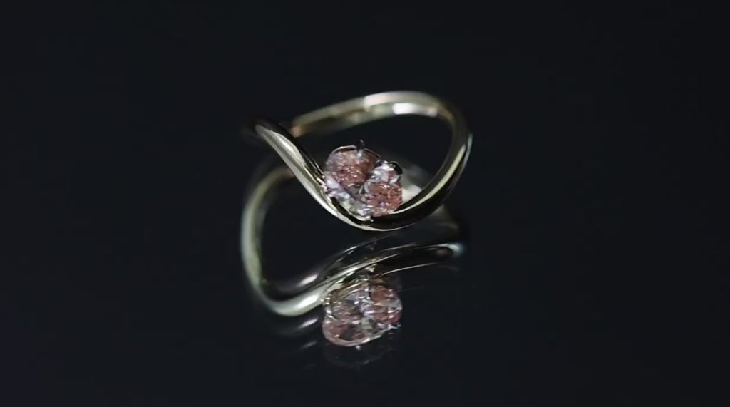 1/2 CT. Lab Grown Pink Oval Diamond Wave Pinky Ring in 14K Gold