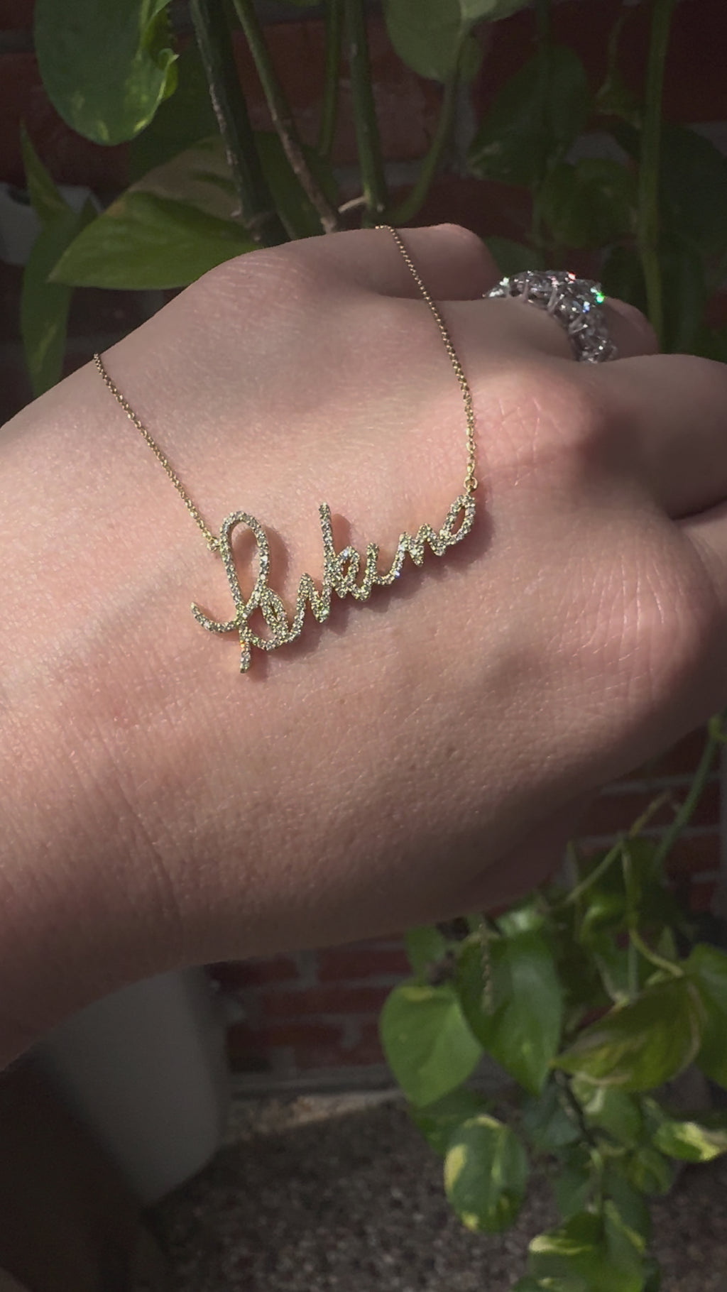 Custom Diamond Handwriting Signature Necklace in 14K Gold